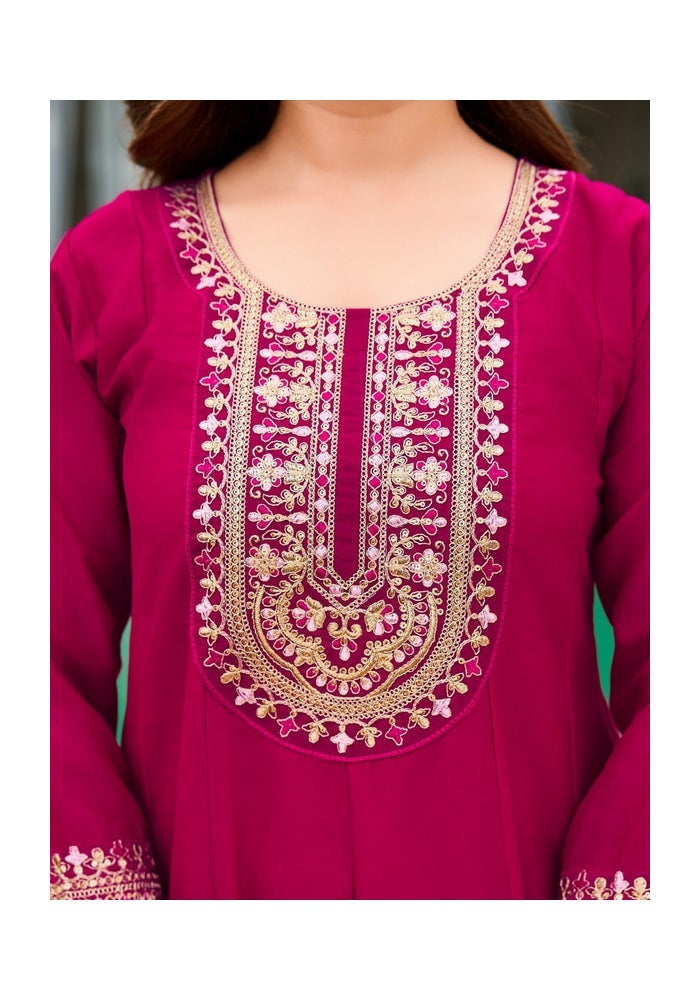 Malishka Export Magenta Anarkali Kurta Pant With Dupatta for Women - Image 5